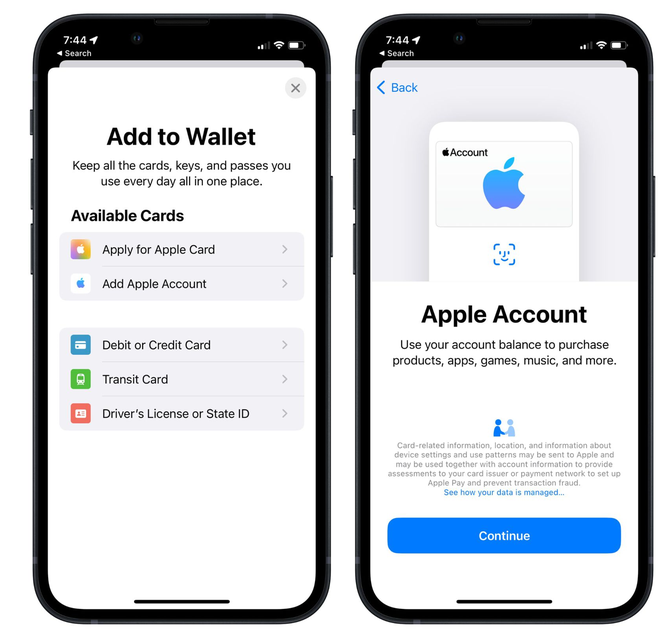 公坡镇苹果手机维修分享iOS 15.5钱包App如何添加 Apple 账户 